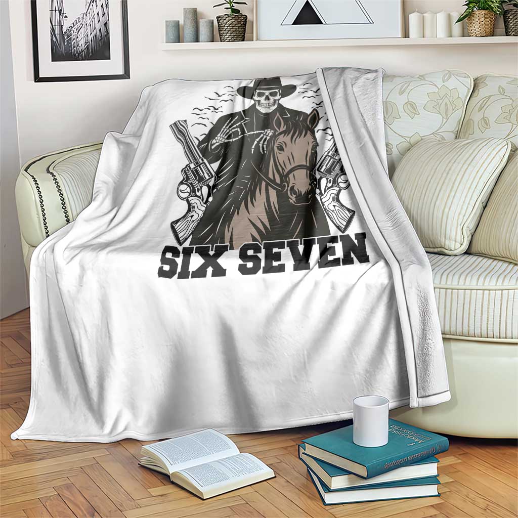 Six Seven Meme Skeleton Cowboy Throw Blanket Funny Western Gift - Wonder Print Shop