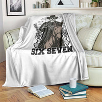 Six Seven Meme Skeleton Cowboy Throw Blanket Funny Western Gift - Wonder Print Shop