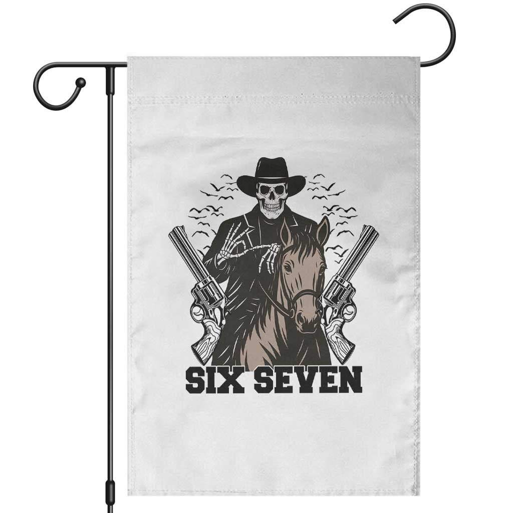 Six Seven Meme Skeleton Cowboy Garden Flag Funny Western Gift - Wonder Print Shop