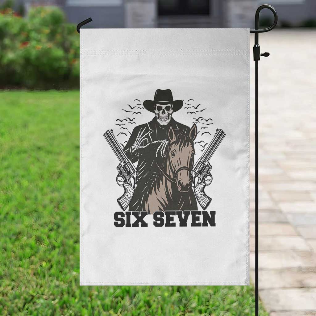 Six Seven Meme Skeleton Cowboy Garden Flag Funny Western Gift - Wonder Print Shop