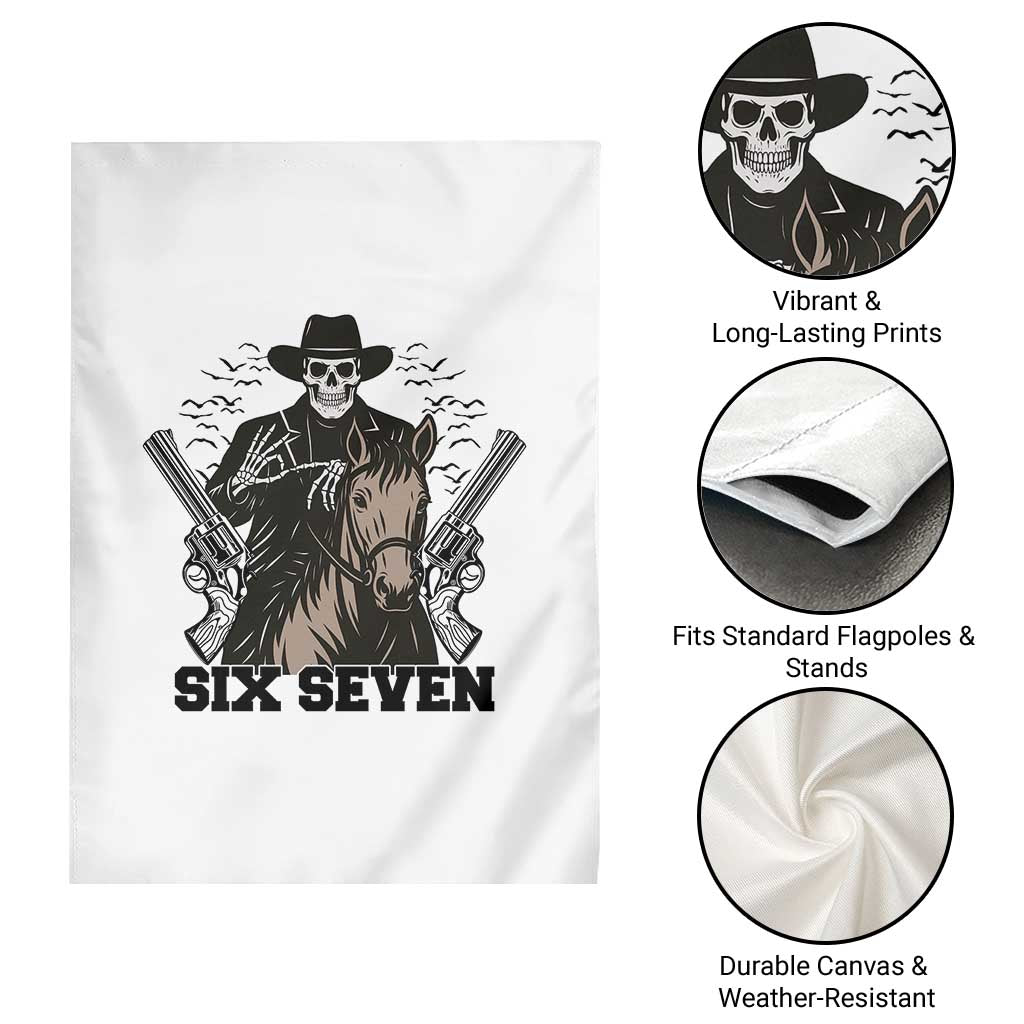 Six Seven Meme Skeleton Cowboy Garden Flag Funny Western Gift - Wonder Print Shop