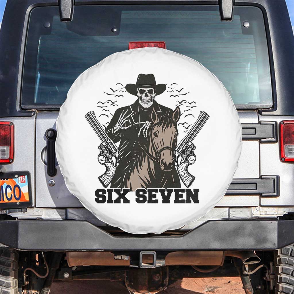 Six Seven Meme Skeleton Cowboy Spare Tire Cover Funny Western Gift - Wonder Print Shop