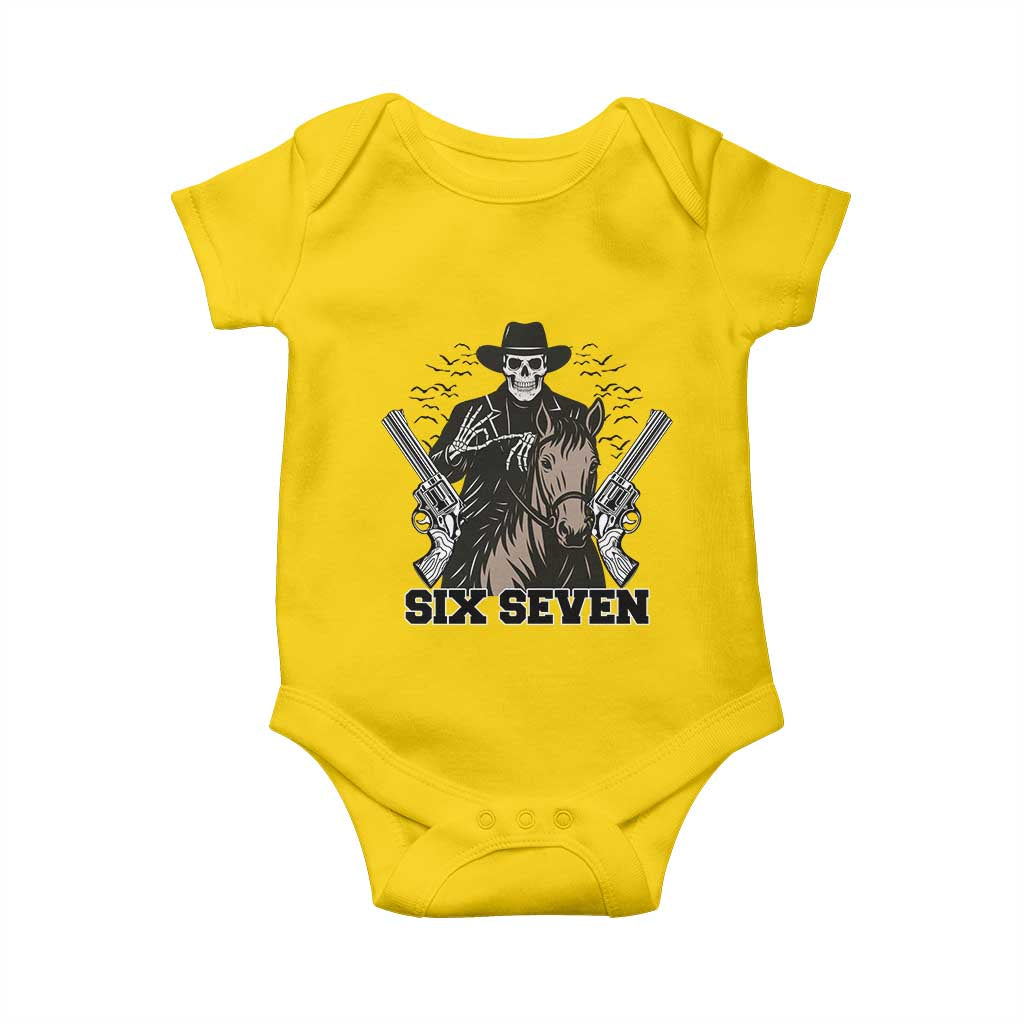 Six Seven Meme Skeleton Cowboy Baby Onesie Funny Western Gift - Wonder Print Shop