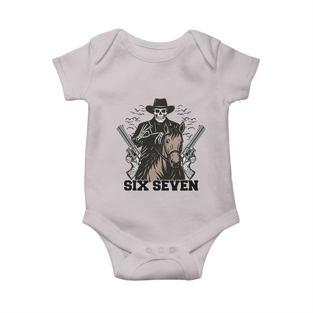 Six Seven Meme Skeleton Cowboy Baby Onesie Funny Western Gift - Wonder Print Shop