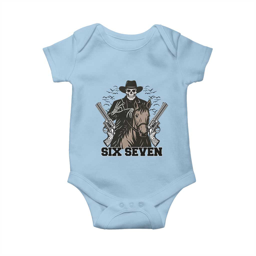 Six Seven Meme Skeleton Cowboy Baby Onesie Funny Western Gift - Wonder Print Shop
