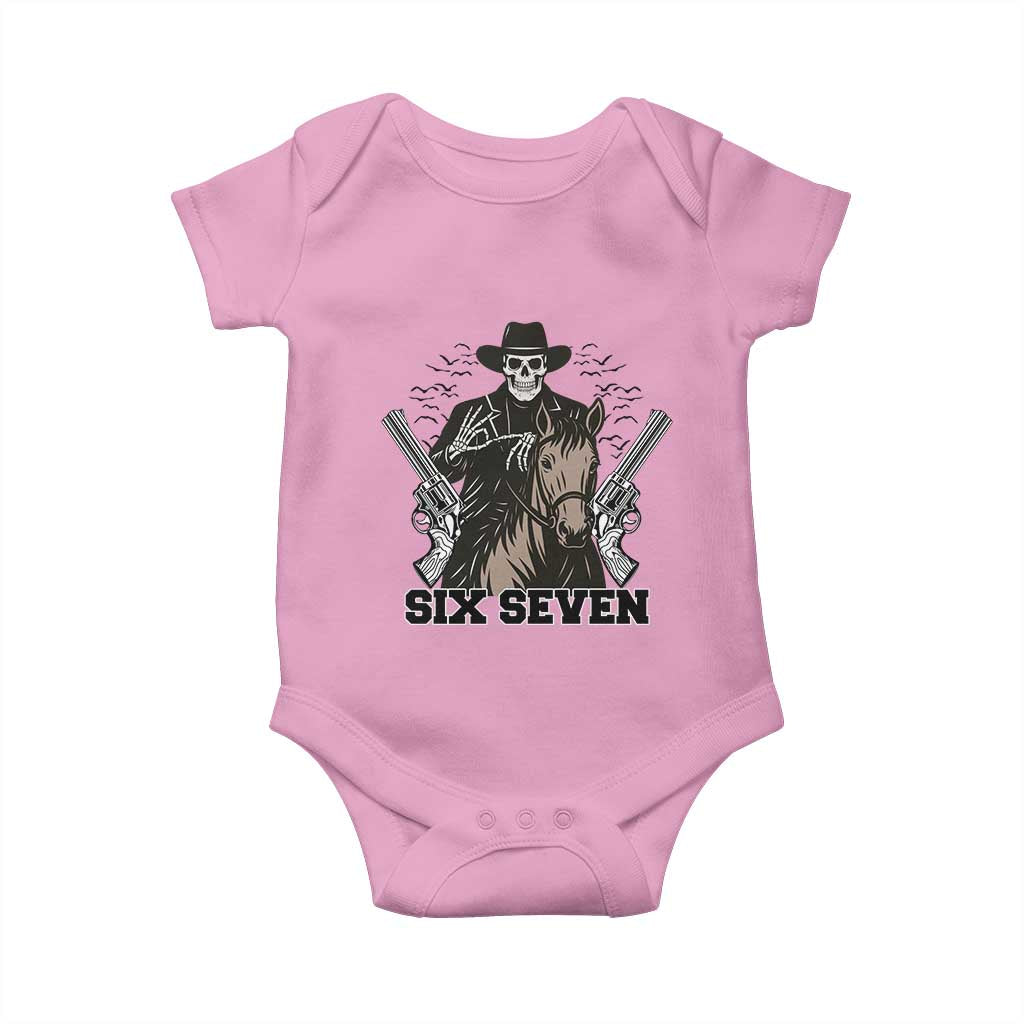 Six Seven Meme Skeleton Cowboy Baby Onesie Funny Western Gift - Wonder Print Shop