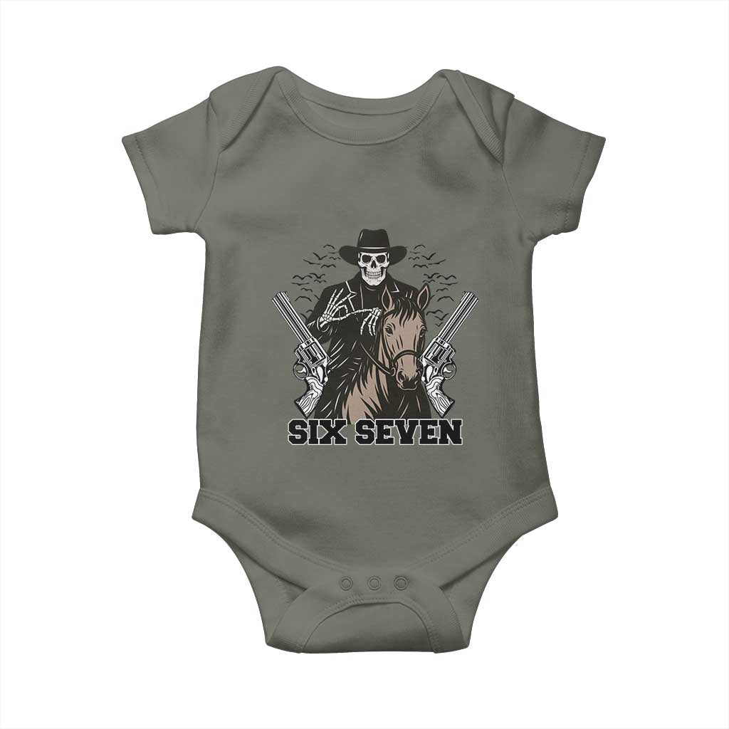 Six Seven Meme Skeleton Cowboy Baby Onesie Funny Western Gift - Wonder Print Shop