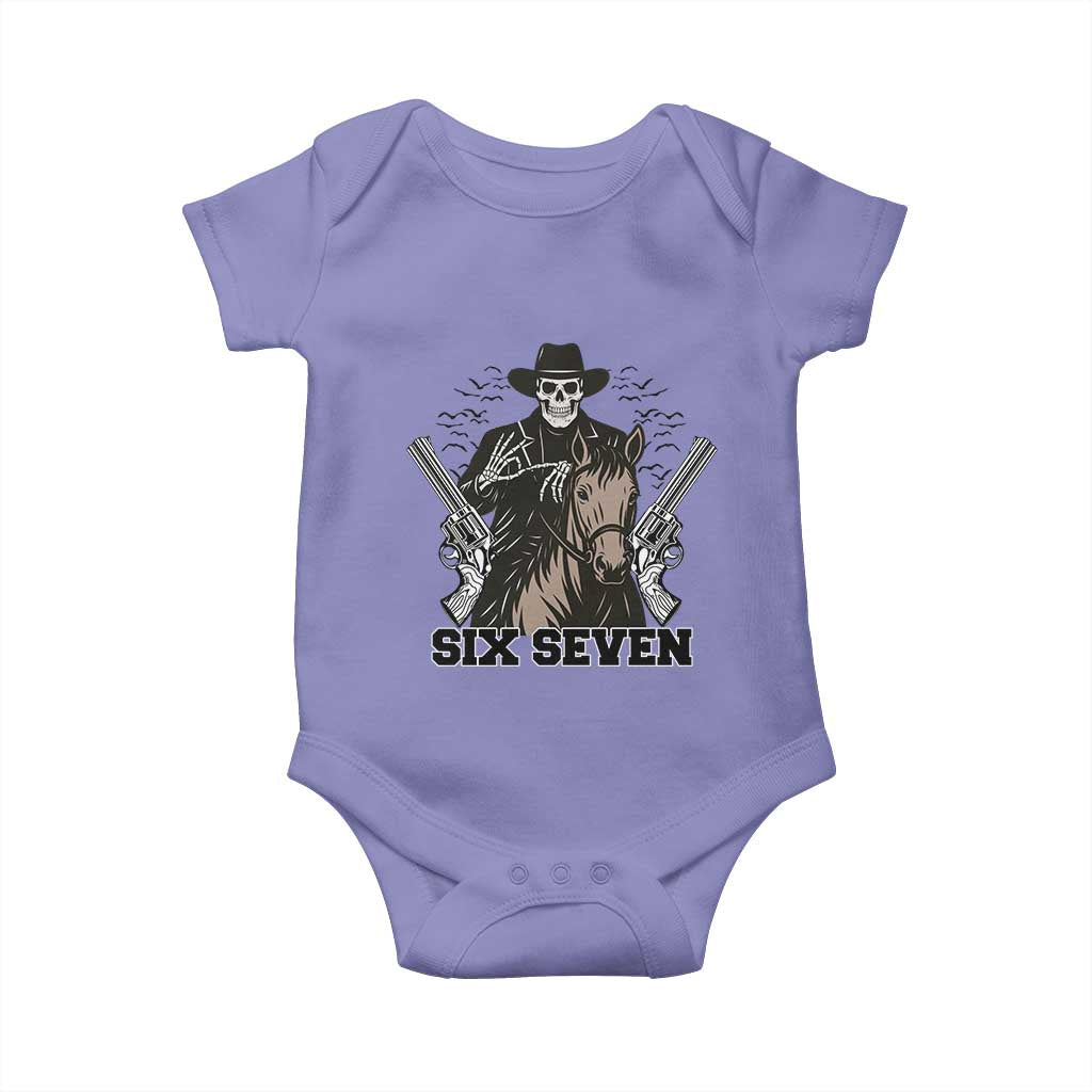 Six Seven Meme Skeleton Cowboy Baby Onesie Funny Western Gift - Wonder Print Shop