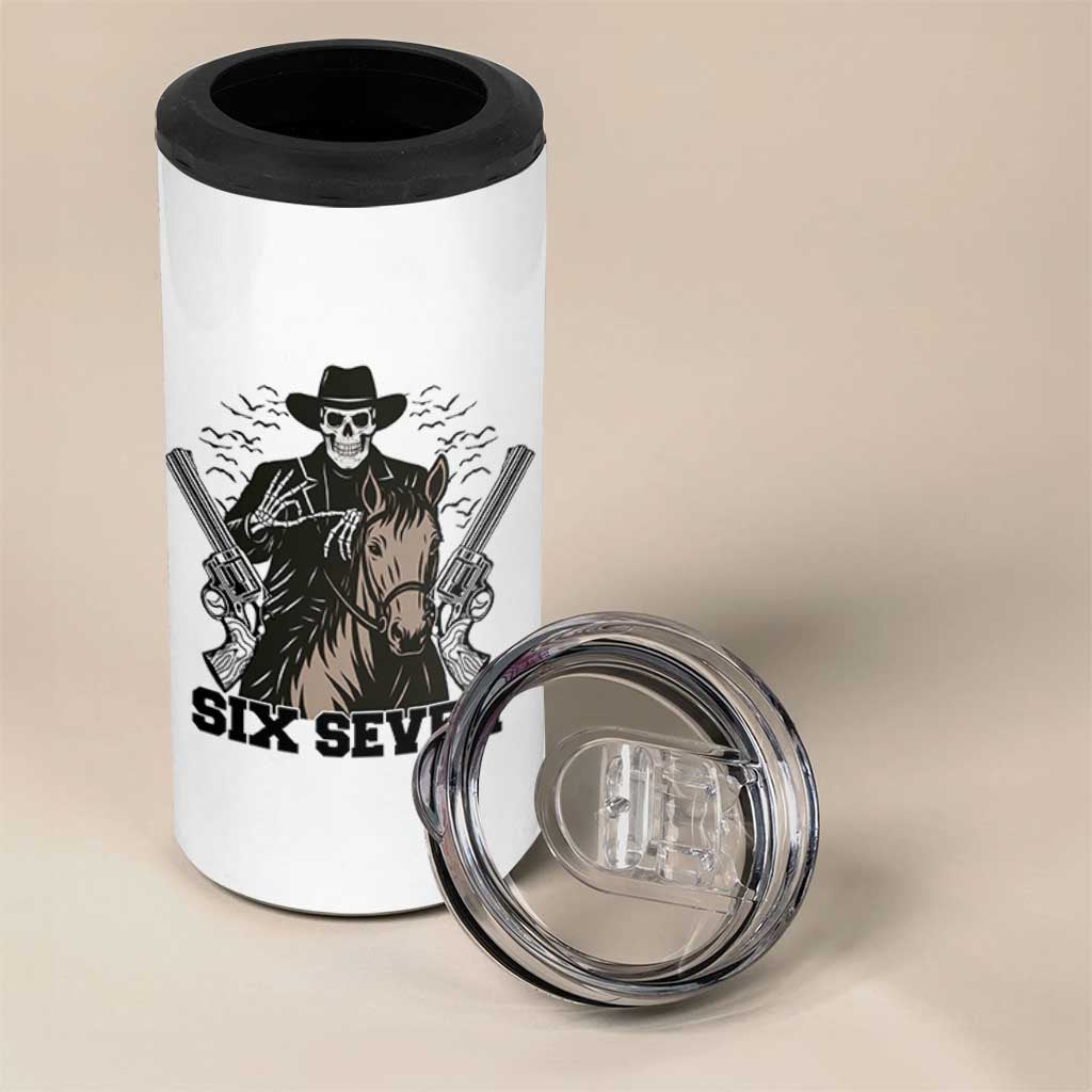 Six Seven Meme Skeleton Cowboy 4 in 1 Can Cooler Tumbler Funny Western Gift - Wonder Print Shop