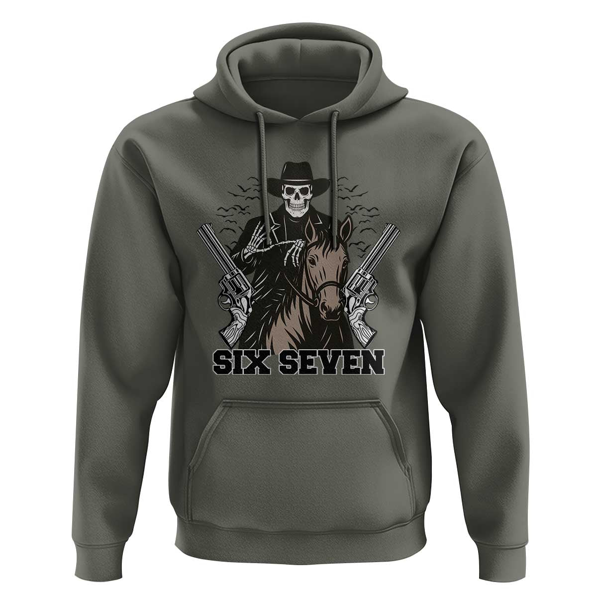 Six Seven Meme Skeleton Cowboy Hoodie Funny Western Gift - Wonder Print Shop