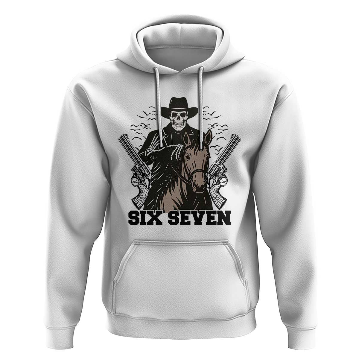 Six Seven Meme Skeleton Cowboy Hoodie Funny Western Gift - Wonder Print Shop