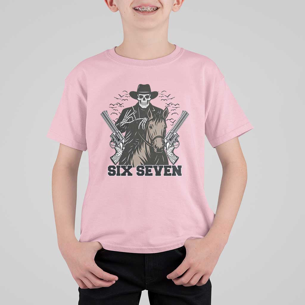 Six Seven Meme Skeleton Cowboy T Shirt For Kid Funny Western Gift - Wonder Print Shop