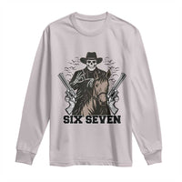 Six Seven Meme Skeleton Cowboy Long Sleeve Shirt Funny Western Gift - Wonder Print Shop