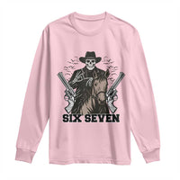 Six Seven Meme Skeleton Cowboy Long Sleeve Shirt Funny Western Gift - Wonder Print Shop