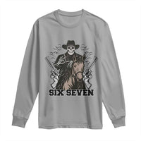 Six Seven Meme Skeleton Cowboy Long Sleeve Shirt Funny Western Gift - Wonder Print Shop