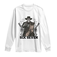 Six Seven Meme Skeleton Cowboy Long Sleeve Shirt Funny Western Gift - Wonder Print Shop