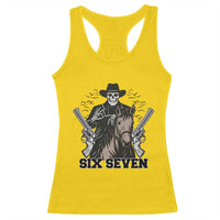 Six Seven Meme Skeleton Cowboy Racerback Tank Top Funny Western Gift - Wonder Print Shop