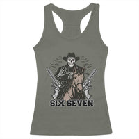Six Seven Meme Skeleton Cowboy Racerback Tank Top Funny Western Gift - Wonder Print Shop