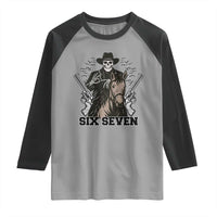 Six Seven Meme Skeleton Cowboy Raglan Shirt Funny Western Gift - Wonder Print Shop