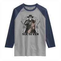 Six Seven Meme Skeleton Cowboy Raglan Shirt Funny Western Gift - Wonder Print Shop