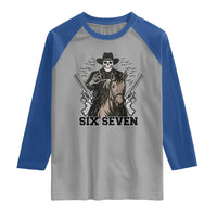 Six Seven Meme Skeleton Cowboy Raglan Shirt Funny Western Gift - Wonder Print Shop