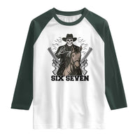 Six Seven Meme Skeleton Cowboy Raglan Shirt Funny Western Gift - Wonder Print Shop