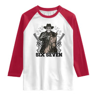 Six Seven Meme Skeleton Cowboy Raglan Shirt Funny Western Gift - Wonder Print Shop