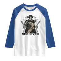 Six Seven Meme Skeleton Cowboy Raglan Shirt Funny Western Gift - Wonder Print Shop