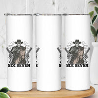 Six Seven Meme Skeleton Cowboy Skinny Tumbler Funny Western Gift - Wonder Print Shop