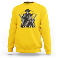 Six Seven Meme Skeleton Cowboy Sweatshirt Funny Western Gift - Wonder Print Shop