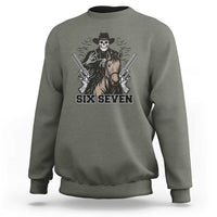 Six Seven Meme Skeleton Cowboy Sweatshirt Funny Western Gift - Wonder Print Shop