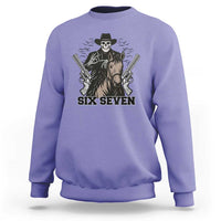 Six Seven Meme Skeleton Cowboy Sweatshirt Funny Western Gift - Wonder Print Shop