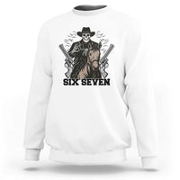 Six Seven Meme Skeleton Cowboy Sweatshirt Funny Western Gift - Wonder Print Shop