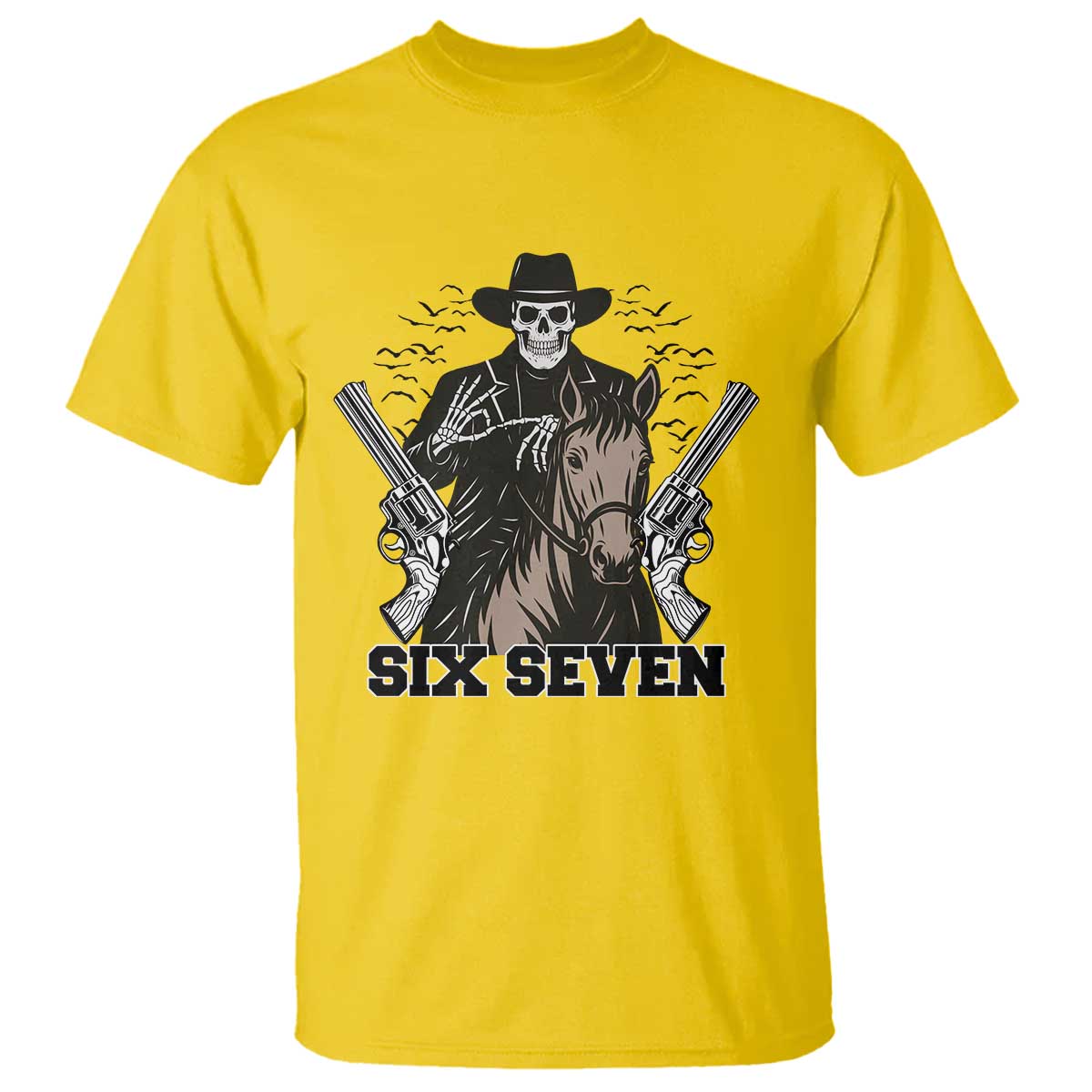 Six Seven Meme Skeleton Cowboy T Shirt Funny Western Gift - Wonder Print Shop