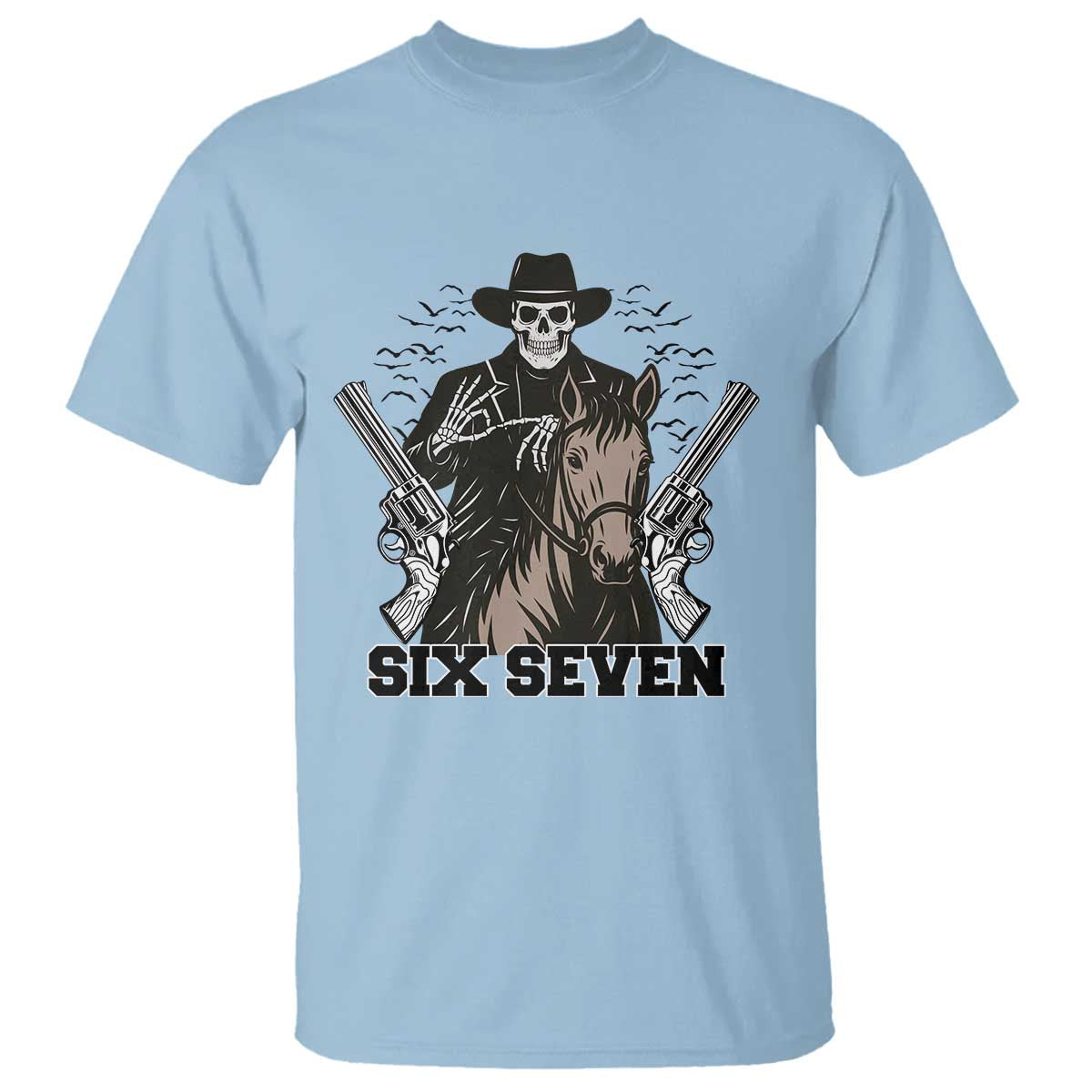 Six Seven Meme Skeleton Cowboy T Shirt Funny Western Gift - Wonder Print Shop