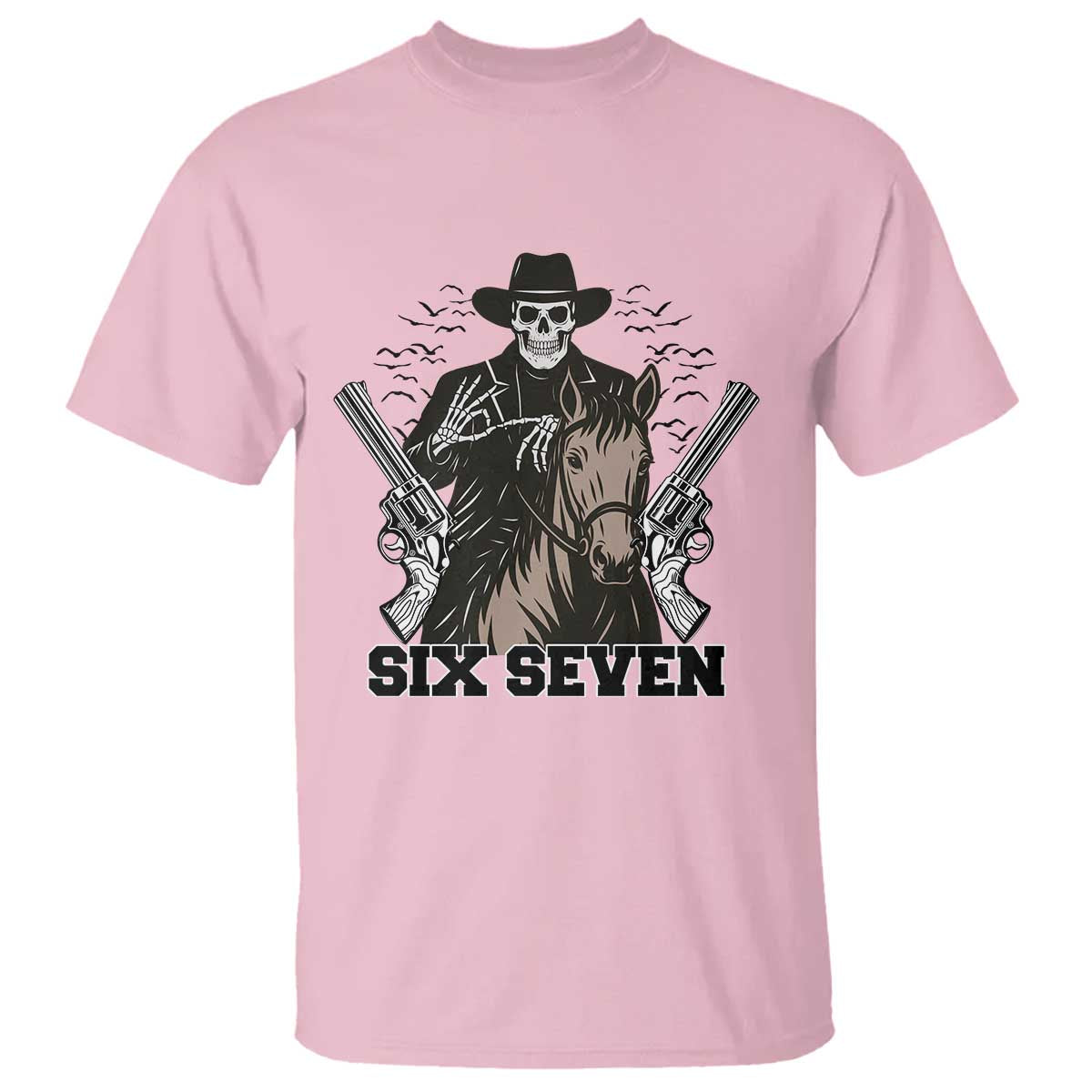 Six Seven Meme Skeleton Cowboy T Shirt Funny Western Gift - Wonder Print Shop
