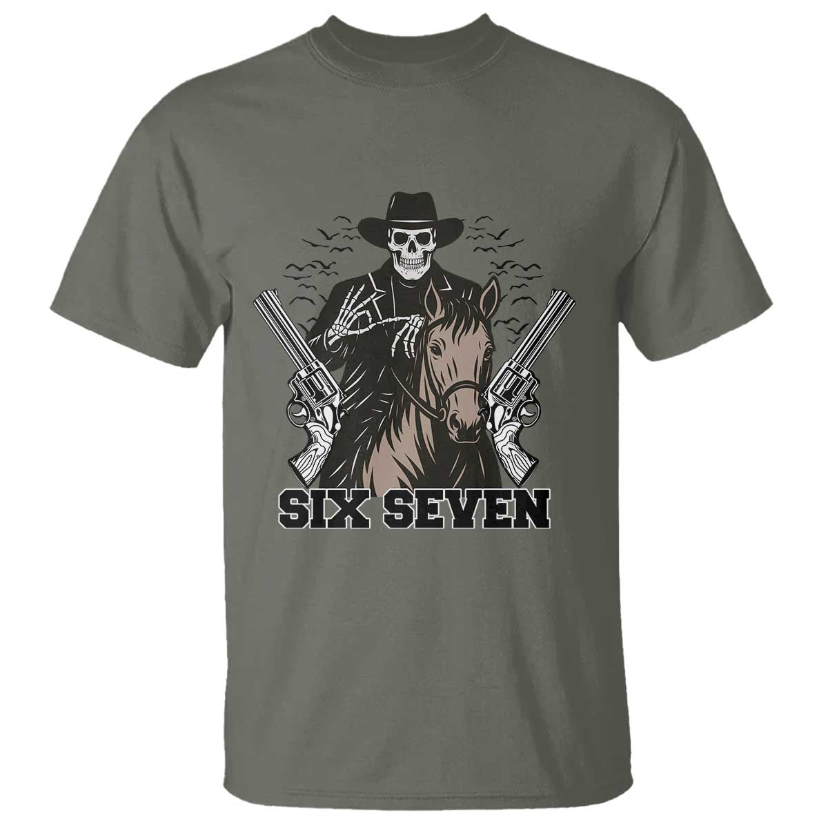 Six Seven Meme Skeleton Cowboy T Shirt Funny Western Gift - Wonder Print Shop