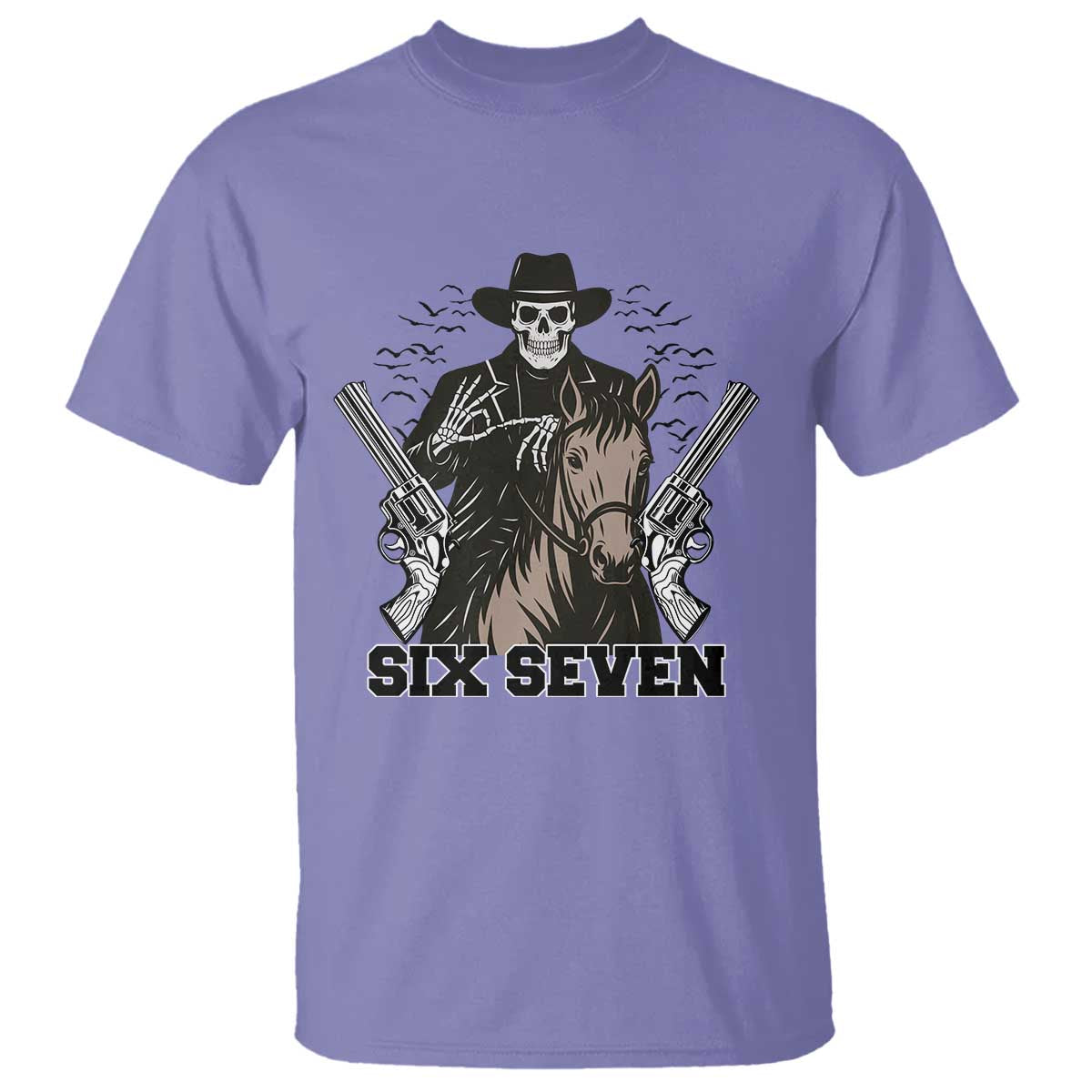 Six Seven Meme Skeleton Cowboy T Shirt Funny Western Gift - Wonder Print Shop