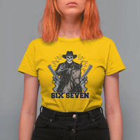 Six Seven Meme Skeleton Cowboy T Shirt For Women Funny Western Gift - Wonder Print Shop