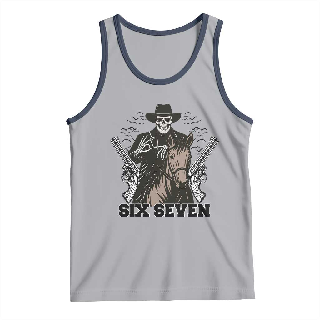 Six Seven Meme Skeleton Cowboy Tank Top Funny Western Gift - Wonder Print Shop