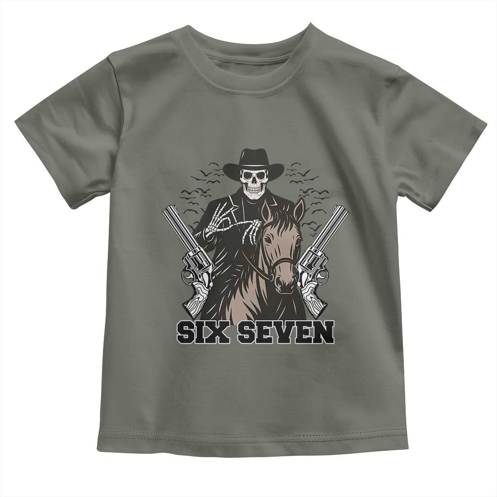 Six Seven Meme Skeleton Cowboy Toddler T Shirt Funny Western Gift - Wonder Print Shop