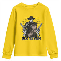 Six Seven Meme Skeleton Cowboy Youth Sweatshirt Funny Western Gift - Wonder Print Shop