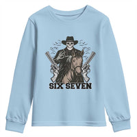 Six Seven Meme Skeleton Cowboy Youth Sweatshirt Funny Western Gift - Wonder Print Shop