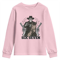 Six Seven Meme Skeleton Cowboy Youth Sweatshirt Funny Western Gift - Wonder Print Shop