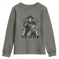 Six Seven Meme Skeleton Cowboy Youth Sweatshirt Funny Western Gift - Wonder Print Shop