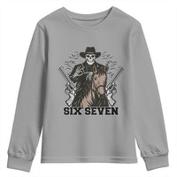 Six Seven Meme Skeleton Cowboy Youth Sweatshirt Funny Western Gift - Wonder Print Shop
