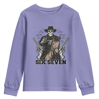Six Seven Meme Skeleton Cowboy Youth Sweatshirt Funny Western Gift - Wonder Print Shop