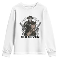 Six Seven Meme Skeleton Cowboy Youth Sweatshirt Funny Western Gift - Wonder Print Shop