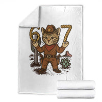 Funny Cowcat Six Seven Meme Throw Blanket Gen Alpha 67 Trend Gift - Wonder Print Shop