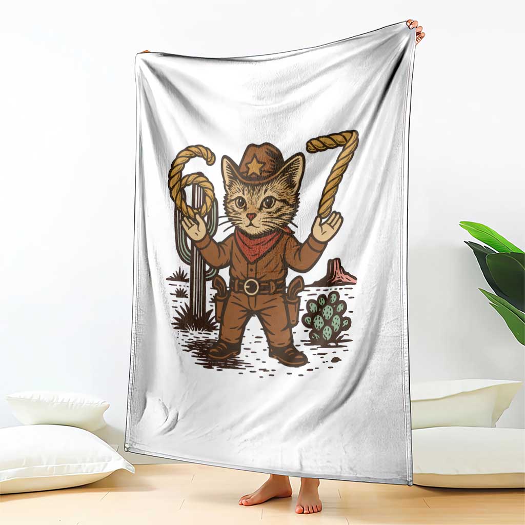 Funny Cowcat Six Seven Meme Throw Blanket Gen Alpha 67 Trend Gift - Wonder Print Shop